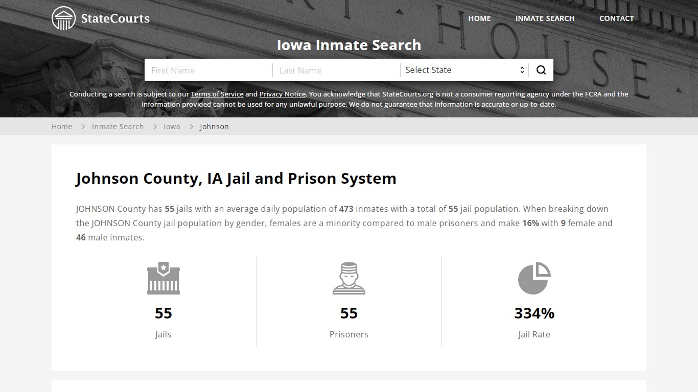 Johnson County, IA Inmate Search - StateCourts